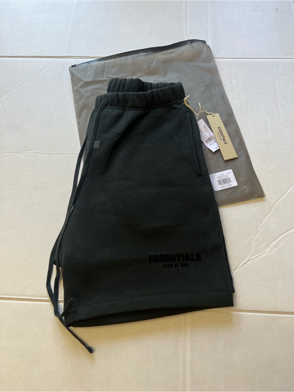ESSENTIALS Men’s Black Athletic Shorts with Drawstring